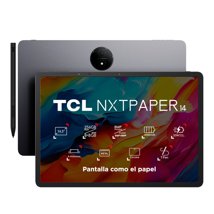 Tablet TCL NXTPAPER 14 256GB + 8GB Lápiz + Flip Case