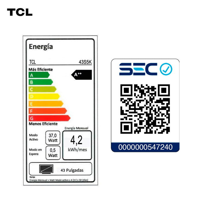 Smart TV 43" TCL FULL HD QLED 43S5K