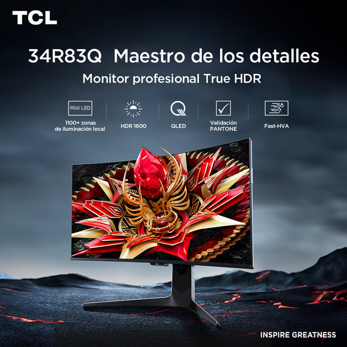 Monitor Gamer TCL 34" R83Q 170Hz 4K QD-MiniLED 1ms