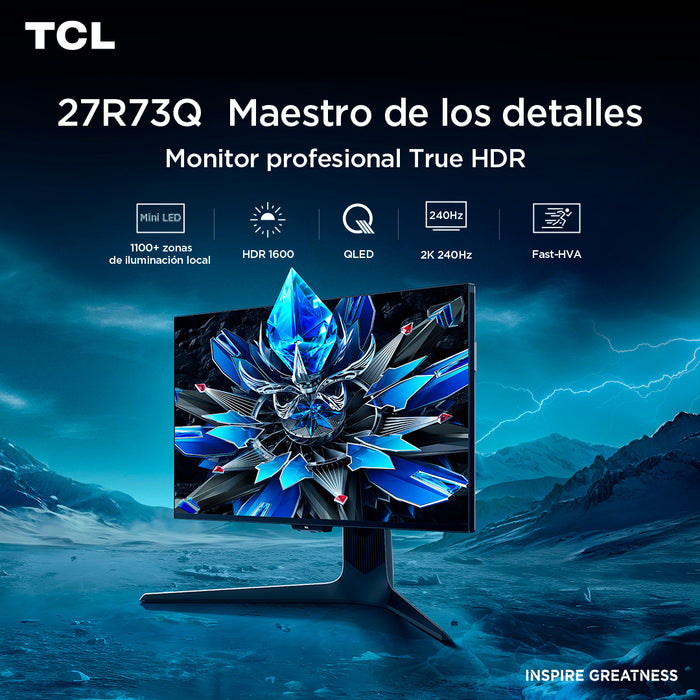 Monitor Gamer TCL 27" R73Q 240Hz HDR QD-MiniLED 1ms