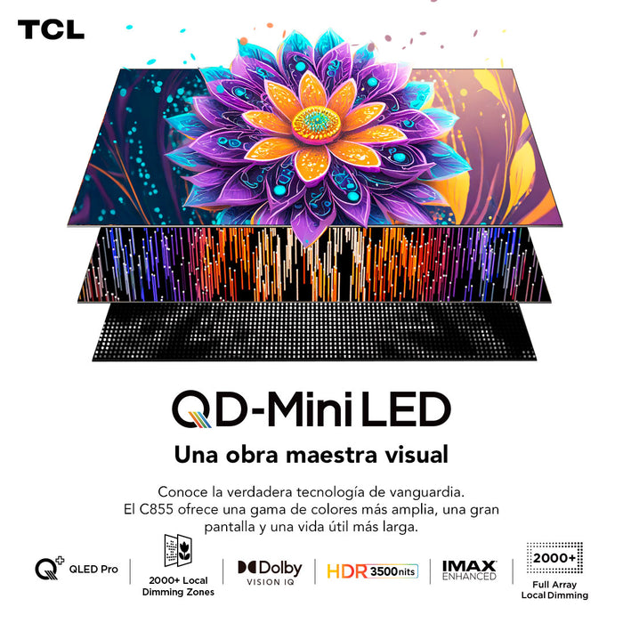 TCL 65" QLED Mini LED 4K 65C855 Smart TV