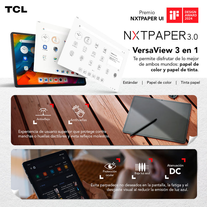 Tablet 3 en 1 TCL NXTPAPER 14 256GB + Lápiz