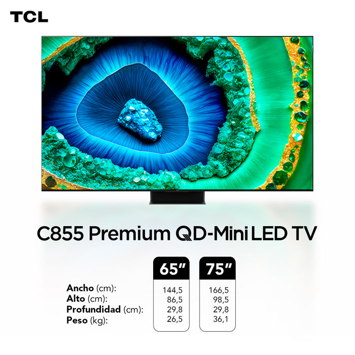 TCL 65" QLED Mini LED 4K 65C855 Smart TV