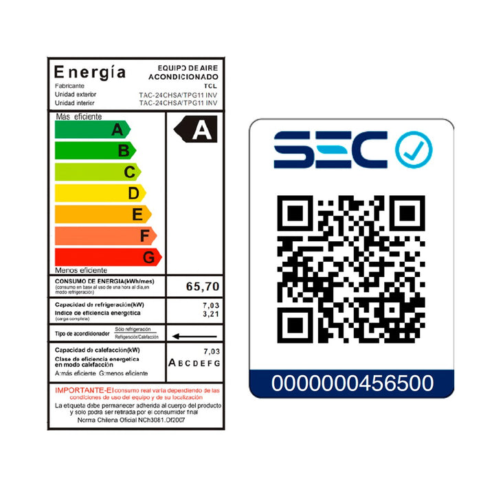 Aire acondicionado Inverter Smart TCL 24000 BTU WIFI