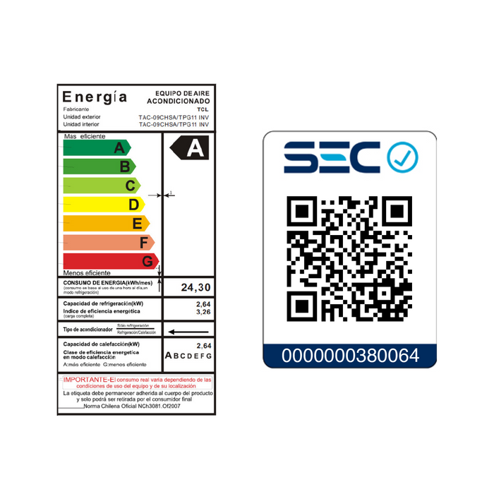 Aire acondicionado Inverter Smart TCL 9000 BTU WIFI