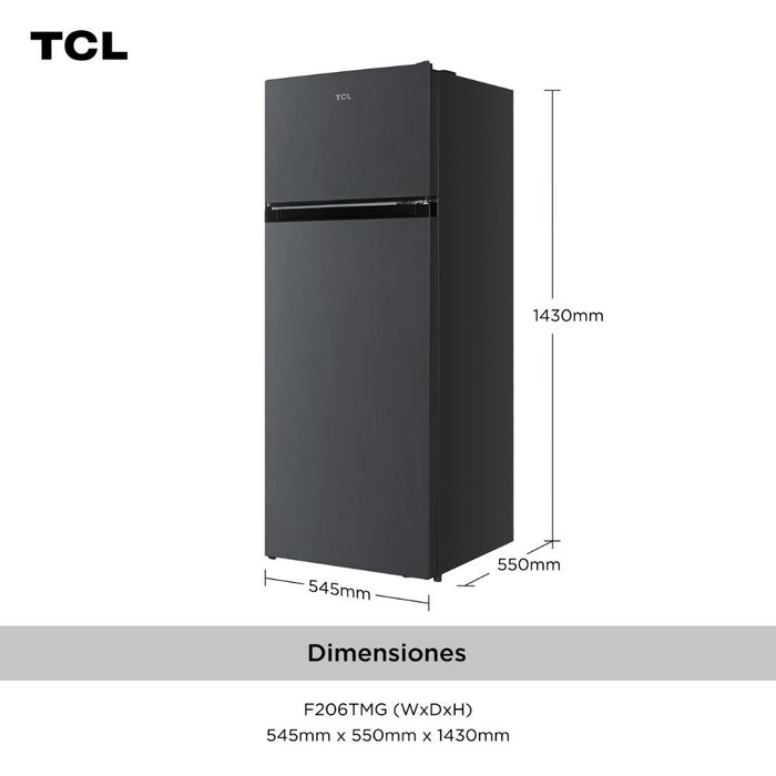 Refrigerador Top Mount TCL 206 Litros P206TMG