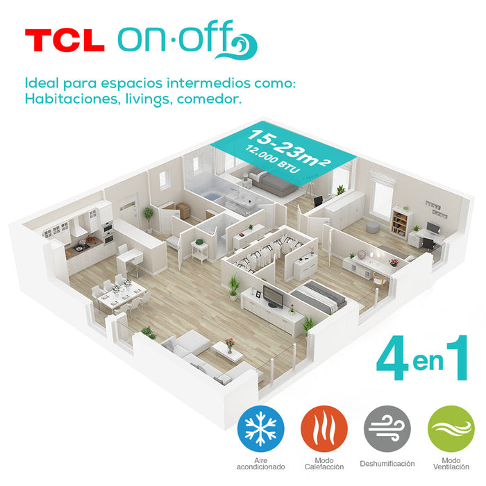 Aire Acondicionado Frio-Calor Split TCL 12000 BTU 4en1