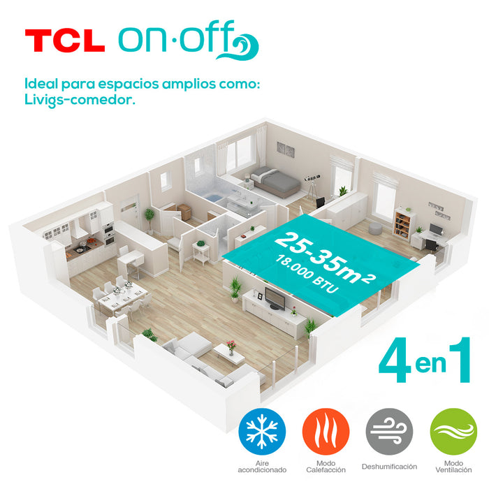 Aire Acondicionado Frio-Calor Split TCL 18000 BTU 4en1