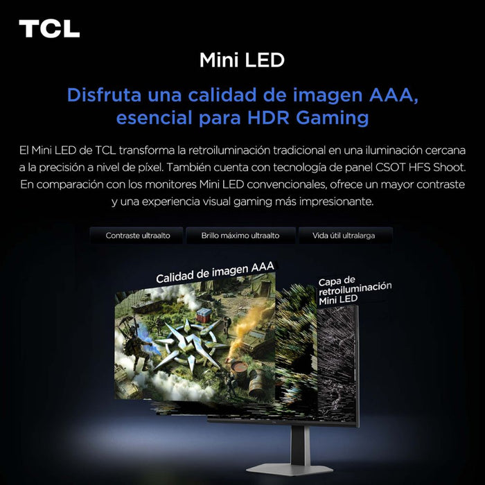 Monitor Gamer TCL Mini LED 27P2A PRO QHD 320Hz