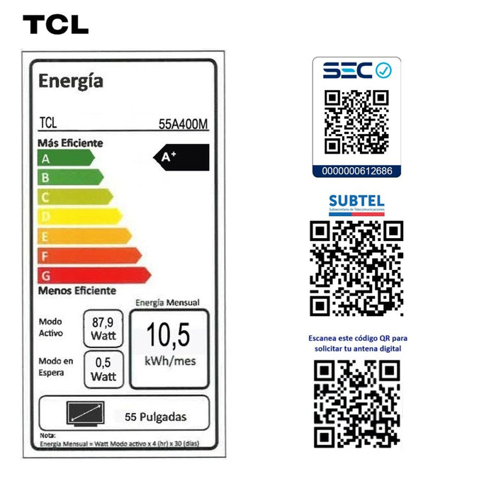 Smart TV TCL 55" QD-Mini LED UHD 4K 55A400M