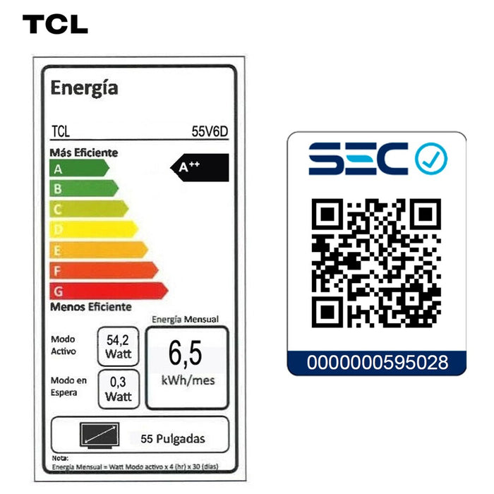 Smart TV TCL 55" UHD 4K UHD 4K V6D