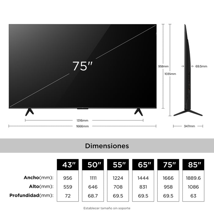 Smart TV TCL 75" QLED UHD 4K P7L