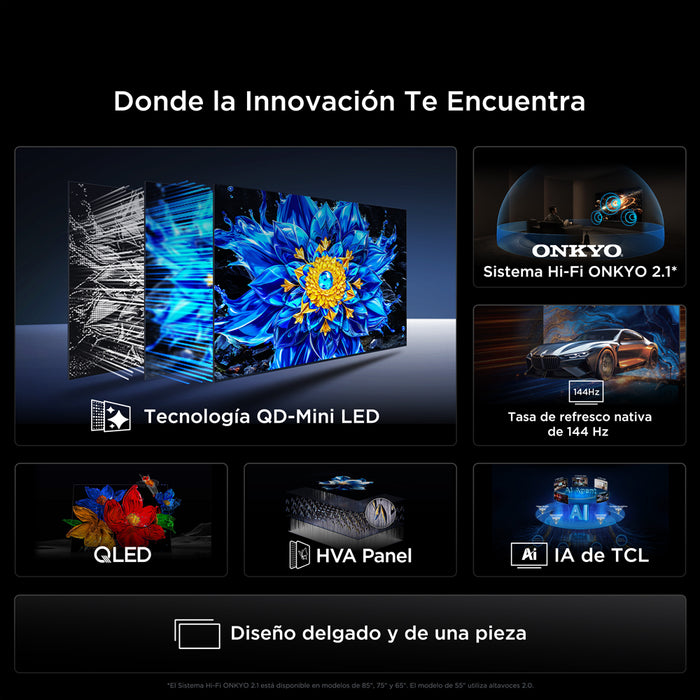 Smart TV 75" TCL QD-Mini LED 4K 75P8L