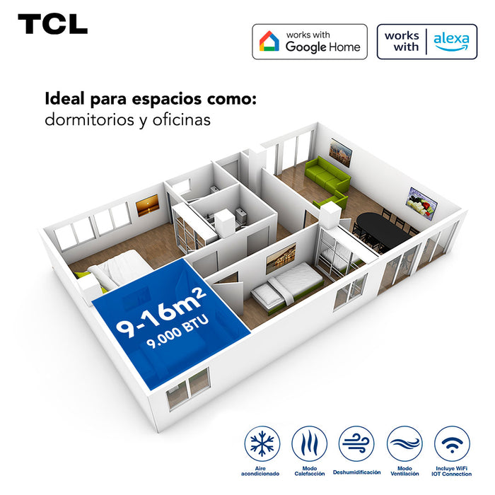 Aire Acondicionado Inverter TCL BreezIN 9000 BTU WIFI