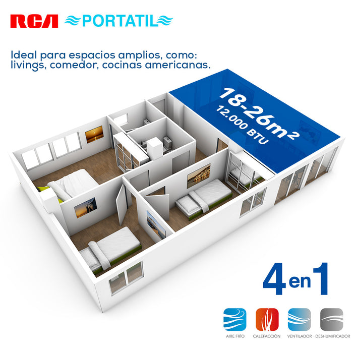 Aire Acondicionado Frio-Calor Portátil RCA 12.000BTU 4en1