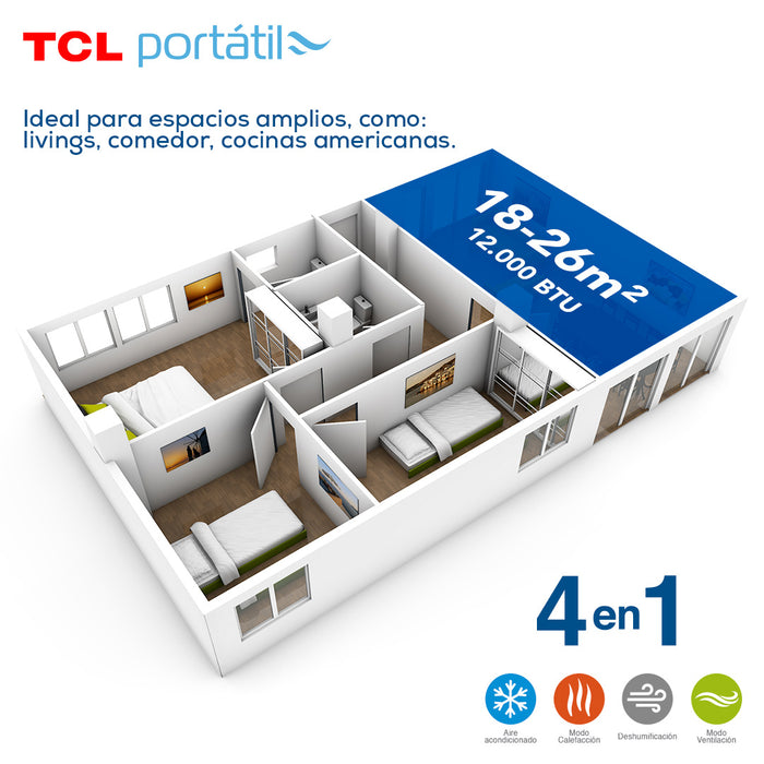Aire Acondicionado Frio-Calor Portátil TCL 12.000btu 4en1