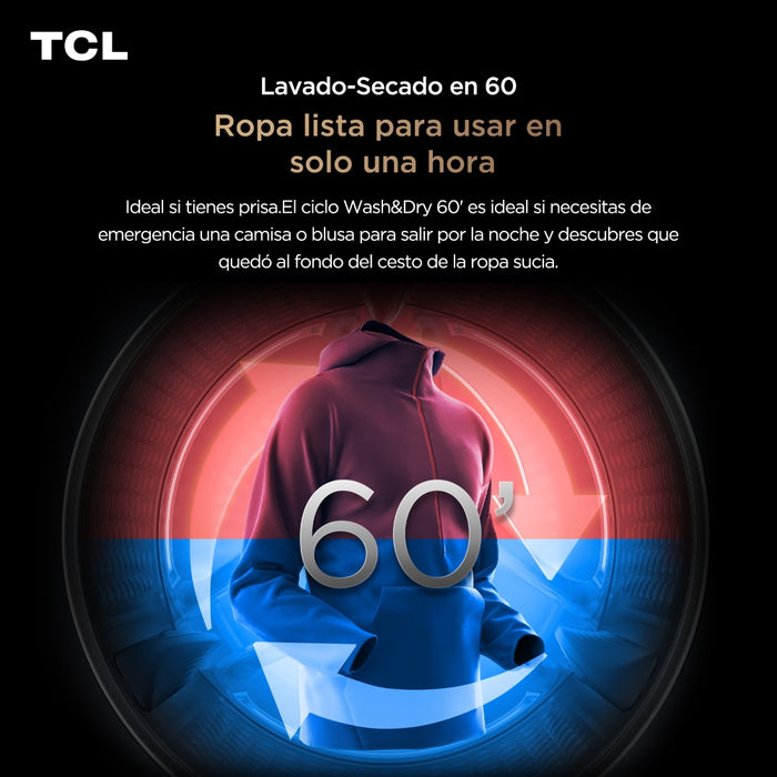 Lavadora Secadora Frontal TCL 13.5Kg/8Kg C3614WDG