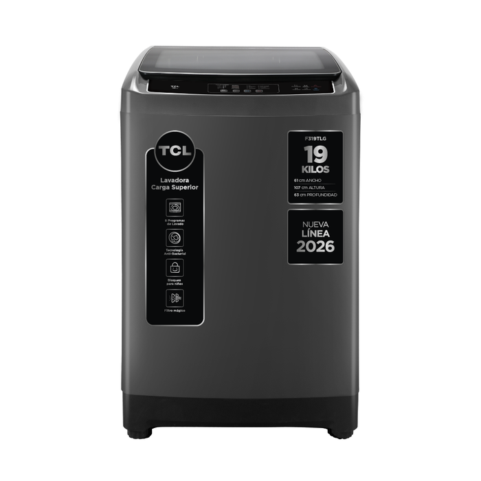 Lavadora Automática Carga Superior TCL 19Kg Titanium F319TLG