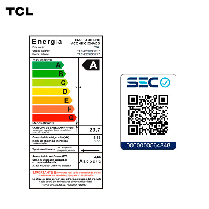 Aire Acondicionado Inverter TCL FreshIN 3.0 12000 BTU WIFI