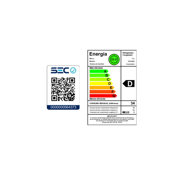 Refrigerador Side by Side TCL 631L P650SB