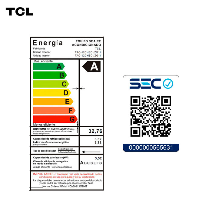 Aire Acondicionado Inverter TCL SaveIN 12000 BTU WIFI