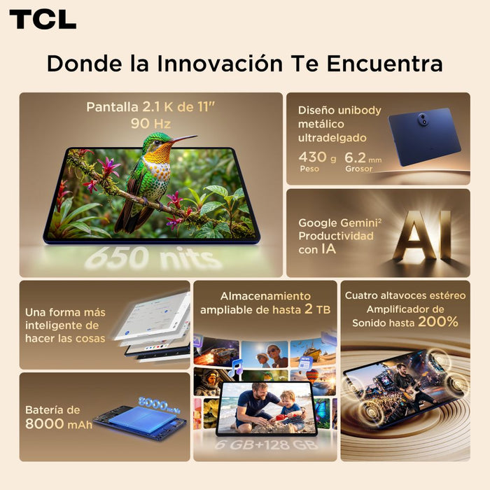 TAB A1 128GB / 6GB Octa Core 11" 2.1k 90Hz + Funda