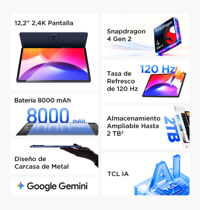 TAB A1 Plus 128GB / 6GB Octa Core 12.2" 2.4k 120Hz + Funda