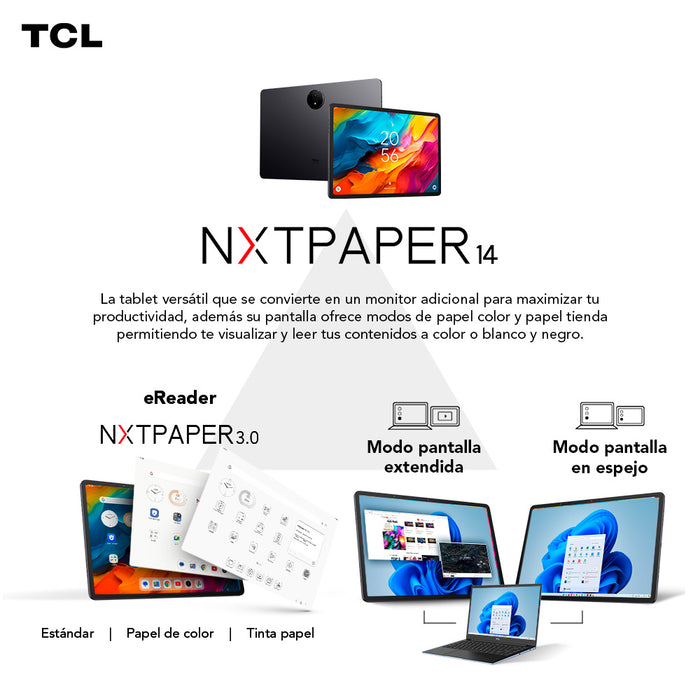 Tablet 3 en 1 TCL NXTPAPER 14 256GB + Lápiz