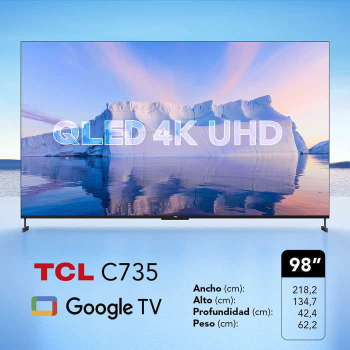 QLED 98" TCL 98C735 4K HDR Smart TV Google TV