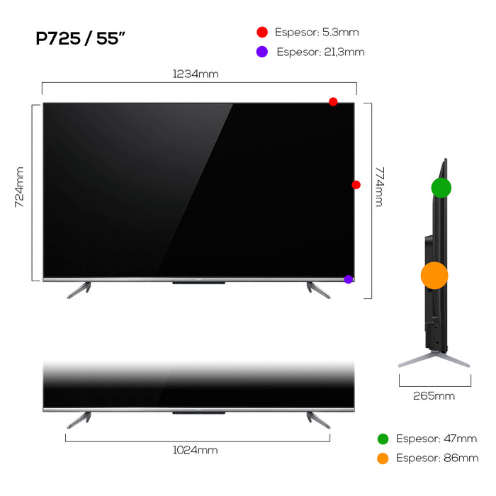 LED 55" TCL 55P725 4K HDR Smart TV Android
